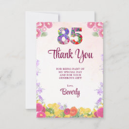 上品な花の85歳の誕生日御礼 サンキューカード