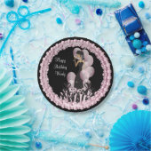 上品な花型女性歌手の女の子のパーティーは| |のピンクを個人化します ペーパープレート (パーティー)