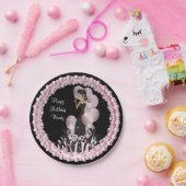 上品な花型女性歌手の女の子のパーティーは| |のピンクを個人化します ペーパープレート (パーティー)