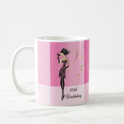 上品な花型女性歌手の女の子をカスタマイズ コーヒーマグカップ (左)