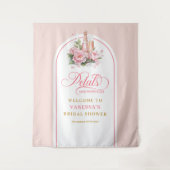 上品な花弁とプロセッコのブッシュゴールドのイベントバナー タペストリー (正面)