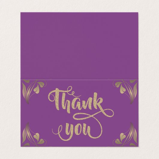 上品な花柄のゴールドラメのサンキューカード 名刺 (外部フラット)