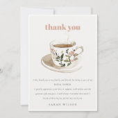 上品な花柄のティーカップ ブライダルシャワーティーパーティー サンキューカード (正面)