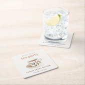 上品な花柄のティーカップ ブライダルシャワーティーパーティー スクエアペーパーコースター (インサイチュ)