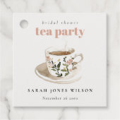 上品な花柄のティーカップ ブライダルシャワーティーパーティー フェイバータグ (正面)