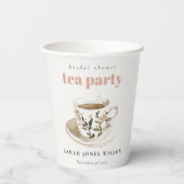 上品な花柄のティーカップ ブライダルシャワーティーパーティー 紙コップ (裏面)
