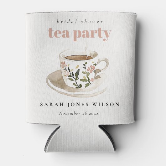 上品な花柄のティーカップ ブライダルシャワーティーパーティー 缶クーラー (正面)