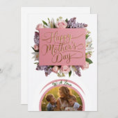 上品な花柄の個性的な写真 ママのためのホリデーカード シーズンカード (正面/裏面)