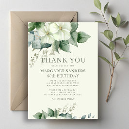 上品な花柄の80歳の誕生日 サンキューカード