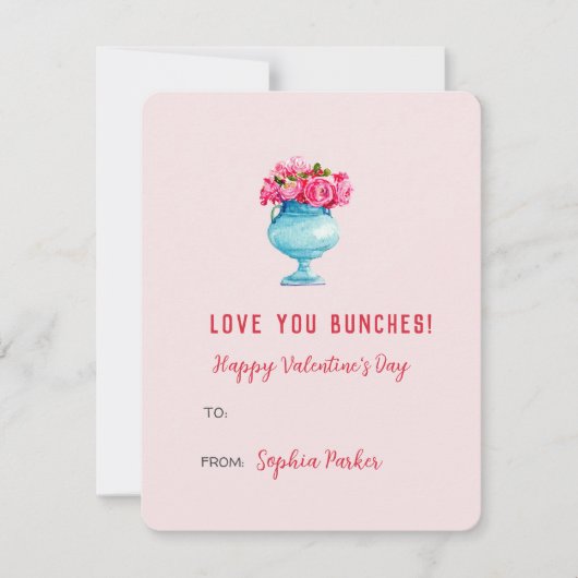 上品な花瓶のバラ　バレンタインデー ミニメモ ノートカード (正面)