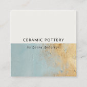 上品な芸術的デュスキーブルー金ゴールド油絵を描テクスチャ スクエア名刺 (正面)