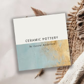 上品な芸術的デュスキーブルー金ゴールド油絵を描テクスチャ スクエア名刺