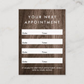 上品な茶色の木目カスタムのロゴ垂直 予約カード (正面)