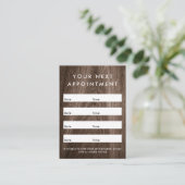 上品な茶色の木目カスタムのロゴ垂直 予約カード (スタンド正面)