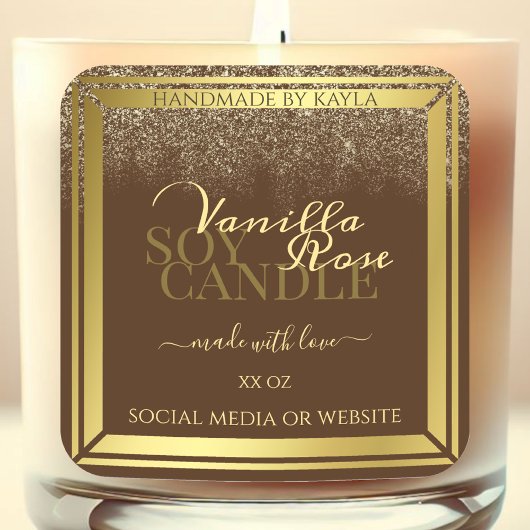 上品な茶色の製品パッケージングラベルの金ゴールドフレーム スクエアシール