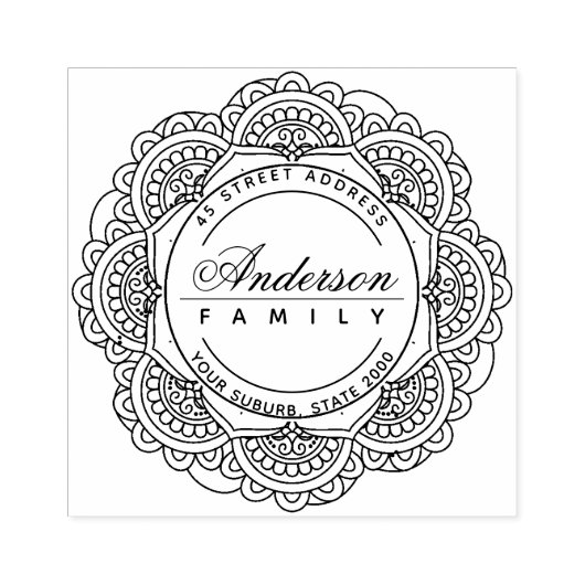 上品な華美カスタム家族の名前差出人住所 ラバースタンプ (インプリント)