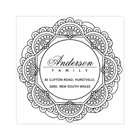 上品な華美カスタム家族の名前差出人住所 ラバースタンプ (インプリント)