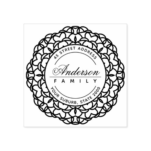 上品な華美カスタム家族の名前差出人住所 ラバースタンプ (インプリント)