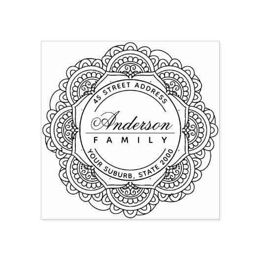 上品な華美カスタム家族の名前差出人住所 ラバースタンプ (インプリント)