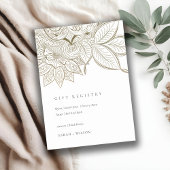 上品な華美ペイズリーアイボリー結婚金ゴールドのレジストリ エンクロージャーカード