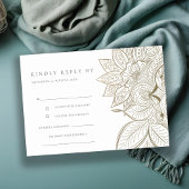 上品な華美ペイズリーアイボリー金ゴールドウェディングRSVP エンクロージャーカード