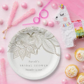 上品な華美ペイズリーアイボリー金ゴールドブライダルシャワー ペーパープレート (パーティー)