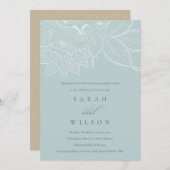 上品な華美ペイズリーデュスキーブルーウェディング招待 サンキューカード (正面/裏面)