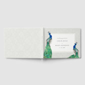 上品な華美水彩孔雀の結婚歓迎 ゲストブック (全面)