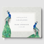 上品な華美水彩孔雀の結婚歓迎 ゲストブック (正面)