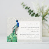 上品な華美水彩孔雀ウェディングレセプション エンクロージャーカード (スタンド正面)