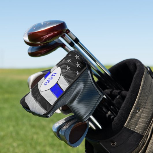 上品な薄いブルーラインアメリカ国旗の警官の妻 ゴルフヘッドカバー (インサイチュ)