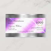 上品な薄紫シルバー縁どきらめくとロゴシック 名刺 (裏面)