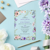 上品な薄紫ラベンダーワイルドフラワーエレガントな結婚式 アクリル招待状 (インサイチュ (ウェディング))