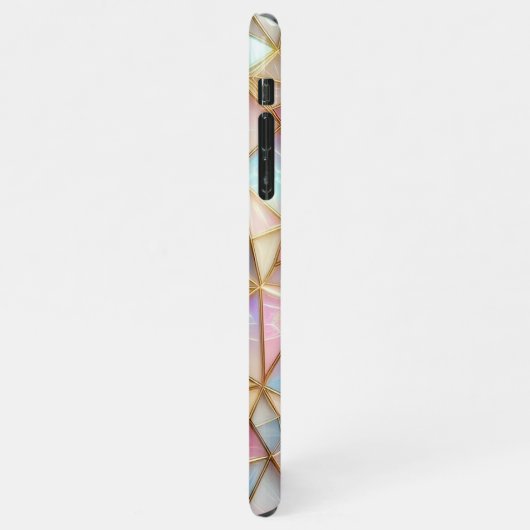 上品な虹色フェイクガラスの多角形モザイク iPhoneケース (左側)