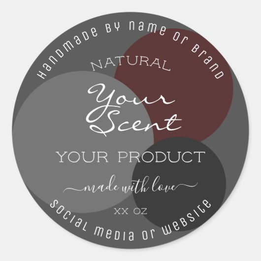 上品な製品の包装ラベルダークグレーブルゴーニュ ラウンドシール (正面)