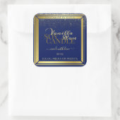 上品な製品パッケージラベル濃い青と金ゴールド スクエアシール (バッグ)