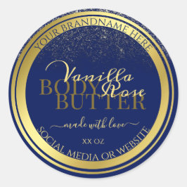 上品な製品パッケージラベル濃い青と金ゴールド ラウンドシール