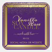 上品な製品パッケージラベル紫と金ゴールド スクエアシール (正面)