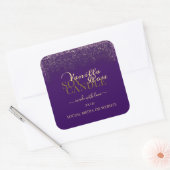 上品な製品パッケージラベル紫と金ゴールド スクエアシール (封筒)