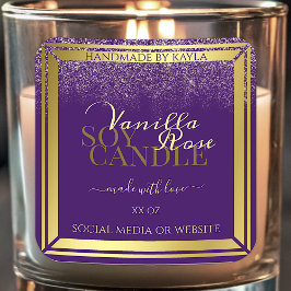 上品な製品パッケージラベル紫と金ゴールド スクエアシール