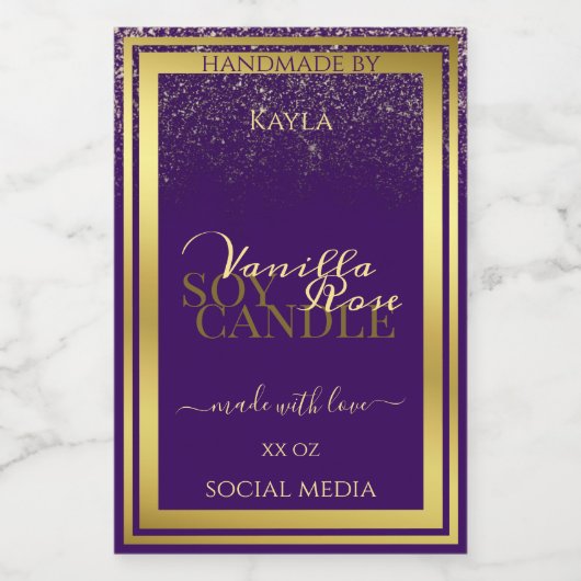 上品な製品パッケージラベル紫と金ゴールド フードラベル (シングルラベル)