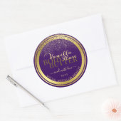 上品な製品パッケージラベル紫と金ゴールド ラウンドシール (封筒)