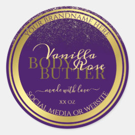 上品な製品パッケージラベル紫と金ゴールド ラウンドシール