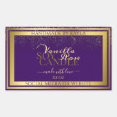 上品な製品パッケージラベル紫と金ゴールド 長方形シール (正面)