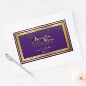 上品な製品パッケージラベル紫と金ゴールド 長方形シール (封筒)