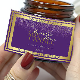 上品な製品パッケージラベル紫と金ゴールド 長方形シール