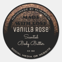 上品な製品ラベルブラックバラ金ゴールドグリッター雨