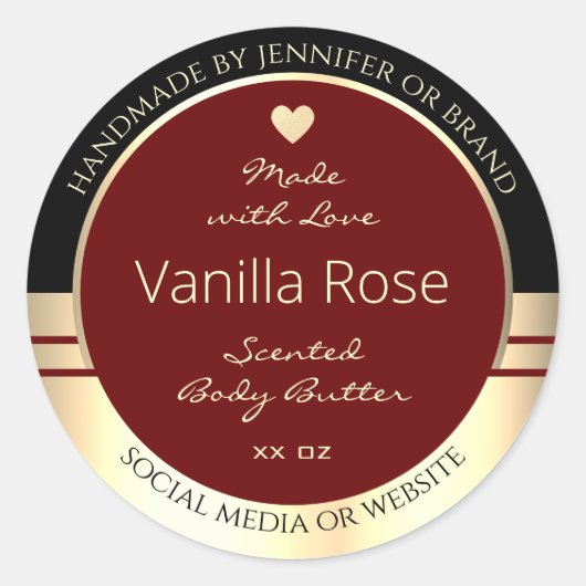 上品な製品ラベルブラックブラックブルゴーニュ金ゴールド ラウンドシール (正面)