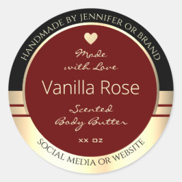 上品な製品ラベルブラックブラックブルゴーニュ金ゴールド ラウンドシール