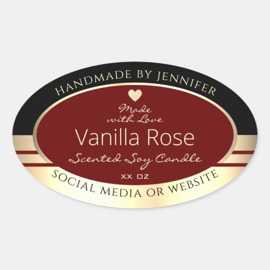 上品な製品ラベルブラックブラックブルゴーニュ金ゴールド 楕円形シール (正面)